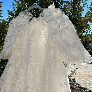 Sezane NINON dress 8 white lace wedding bridal shower rehearsal influencer fav…